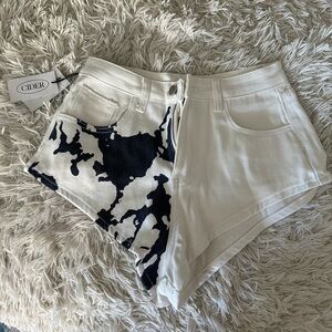 Cider White Shorts with blue print